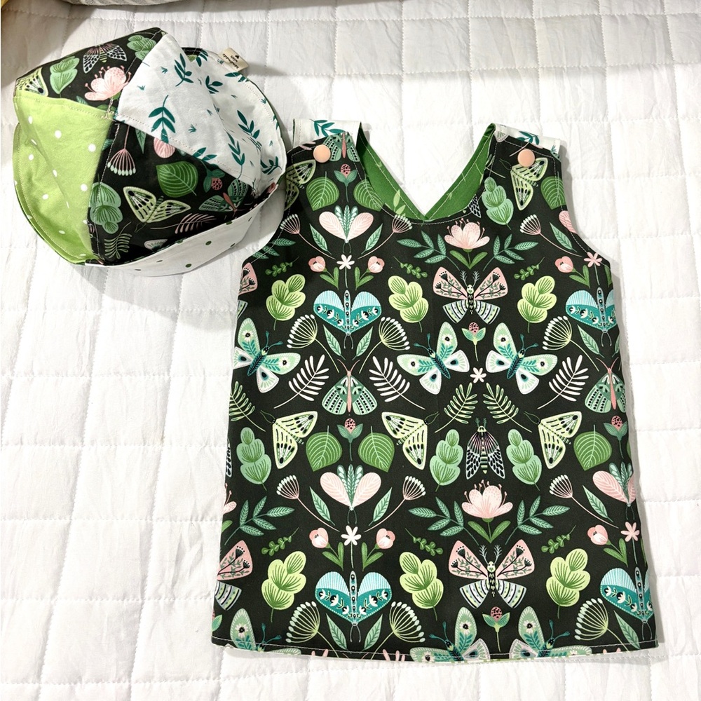 Hand Crafted Matching Set Green and Black Butterfly